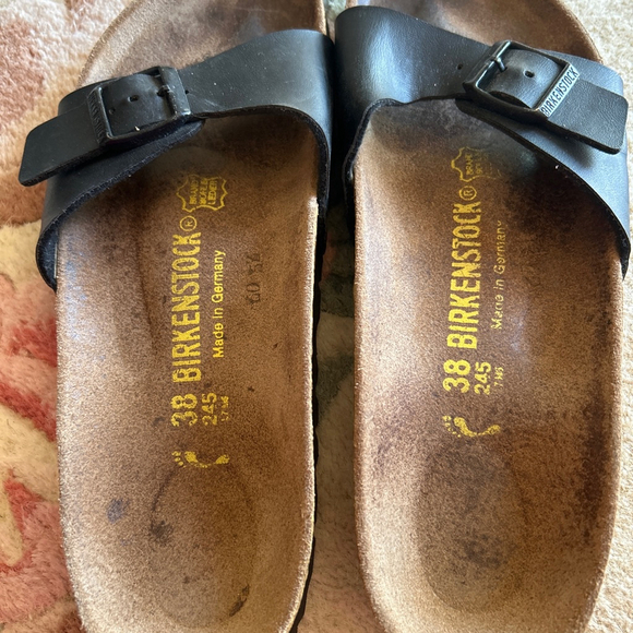Birkenstock Womens Black Madrid One Strap Slip On Slides Sandals Size 38 W 7 M 5 main image 1